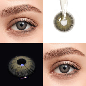 Brown eyes wearing Pattaya Grey Contact Lenses