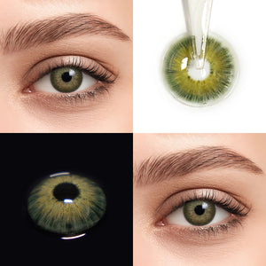 Brown eyes wearing Pattaya Green Contact Lenses