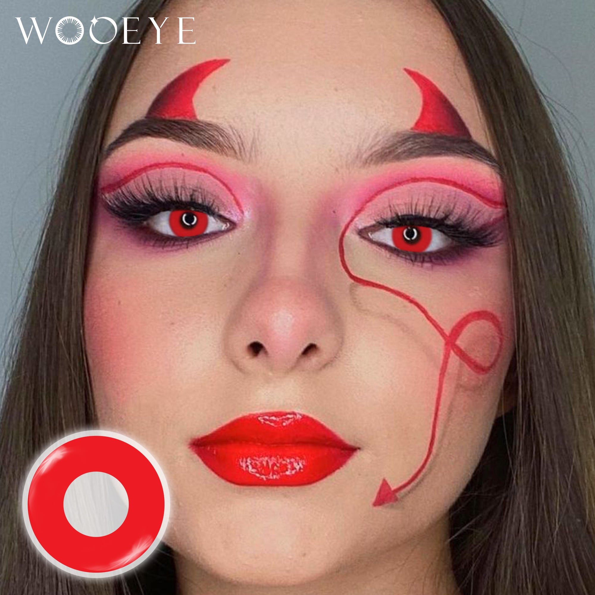 Model wearing Ring Red Contact Lenses