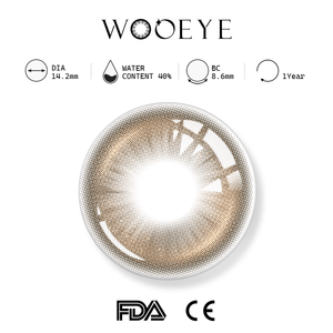 Snowfall Brown product specifications, Wooeye logo on top, FDA and CE certification marks on bottom