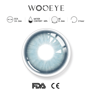 Star Blue product specifications, Wooeye logo on top, FDA and CE certification marks on bottom
