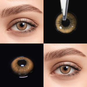 Brown eyes wearing Sweet Brown Contact Lenses