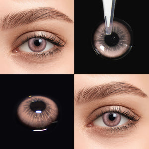 Brown eyes wearing Sweet Purple Contact Lenses