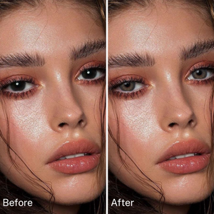 Girl wearing Taylor Gray contact lenses before and after effect
