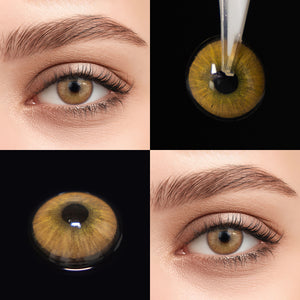 Brown eyes wearing Transform Brown Contact Lenses