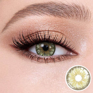 Natural looking Chamer Grey contact lense with soft limbal ring for dark eyes