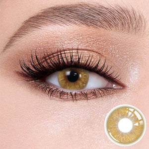Natural looking Velvet Brown contact lense with soft limbal ring for dark eyes