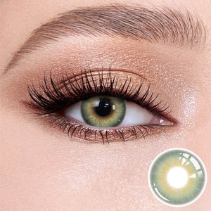 Natural looking Moonlit Blue contact lense with soft limbal ring for dark eyes