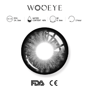 aurora gray product specifications, Wooeye logo on top, FDA and CE certification marks on bottom