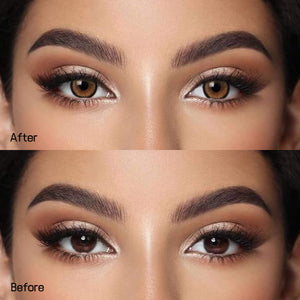 Before and after wearing Sugar Brown Contact Lenses