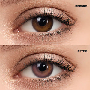 Girl wearing Sakura Purple Contact Lenses contact lenses before and after effect