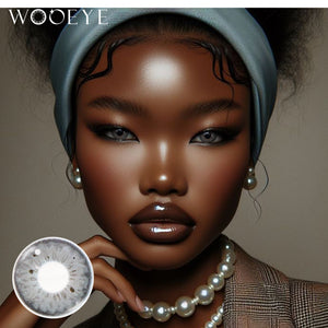 Black model wearing Magic Grey Contact Lenses