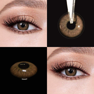 Elf Brown eye effect close-up and product close-up