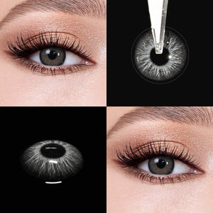 Elf Gray eye effect close-up and product close-up