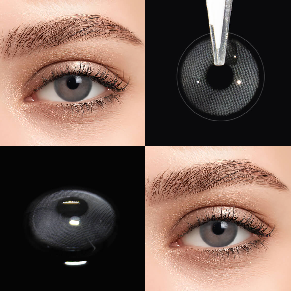 glass gray eye effect close-up and product close-up