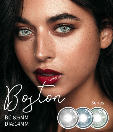 A model wearing Wooeye BOSTON series colored contact lenses
