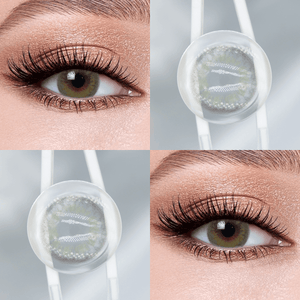 Lemon Green Contact products and eye close-up