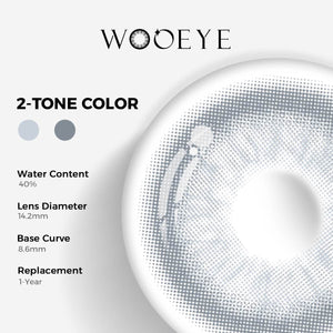 Cape Cod Blue Color Contacts specifications: 14.2mm diameter, 8.6mm base curve, and 40% water content for daily comfort.