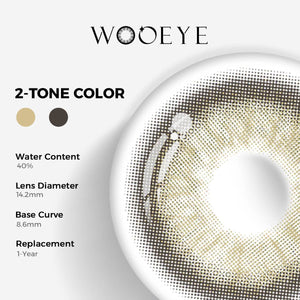 Cape Cod Grey Color Contacts specifications: 14.2mm diameter, 8.6mm base curve, and 40% water content for daily comfort.