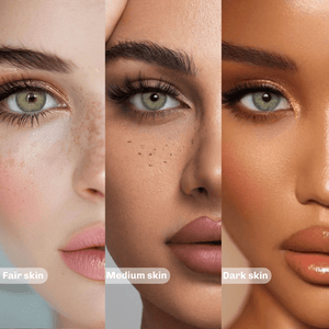 Girls of different skin colors wearing Wooeye Cleo Gray Contact Lenses 