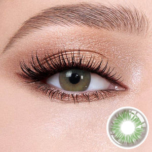 Natural looking Diamond Greencontact lense with soft limbal ring for dark eyes
