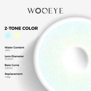 Mousse Blue Contact Lenses Color Contacts specifications: 14.2mm diameter, 8.6mm base curve, and 40% water content for daily comfort.