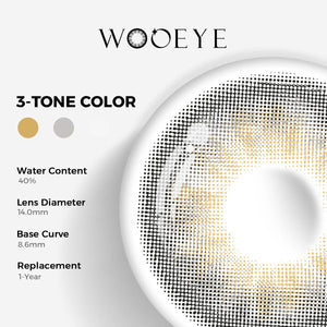 Wine Gray Color Contacts specifications: 14.0mm diameter, 8.6mm base curve, and 40% water content for daily comfort.