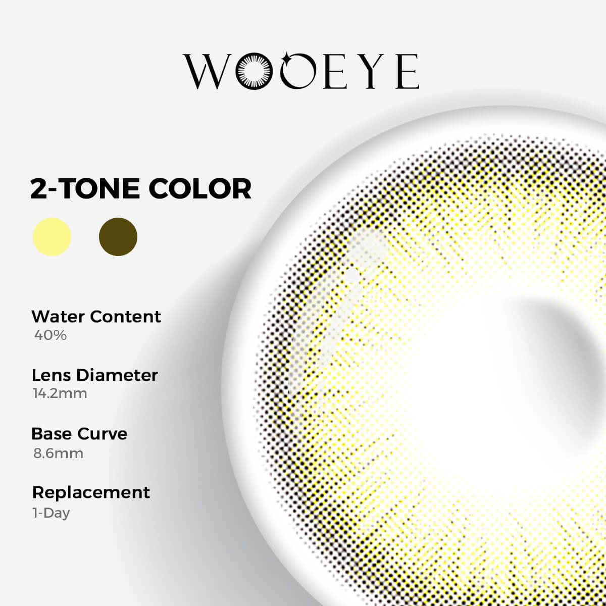 Diamond Brown Contact Lenses Color Contacts specifications: 14.2mm diameter, 8.6mm base curve, and 40% water content for daily comfort.