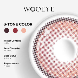 Aura Purple Color Contacts specifications: 14.2mm diameter, 8.6mm base curve, and 40% water content for daily comfort.