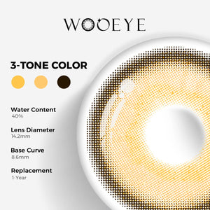 Star Brown Color Contacts specifications: 14.2mm diameter, 8.6mm base curve, and 40% water content for daily comfort.
