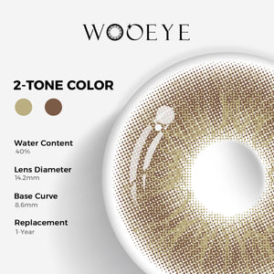 Love Brown Color Contacts specifications: 14.2mm diameter, 8.6mm base curve, and 40% water content for daily comfort.