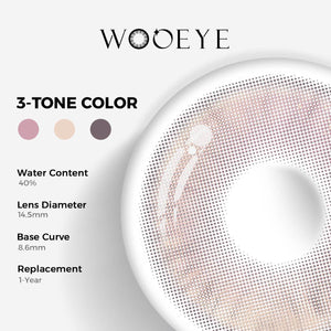 Princess Pink Color Contacts specifications: 14.5mm diameter, 8.6mm base curve, and 40% water content for daily comfort.