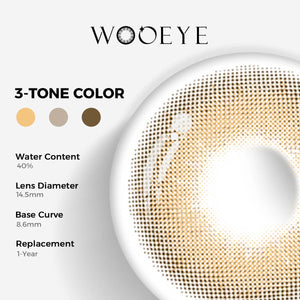 Mystery Brown Color Contacts specifications: 14.5mm diameter, 8.6mm base curve, and 40% water content for daily comfort.