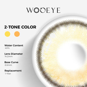 Bubbles Brown Color Contacts specifications: 14.2mm diameter, 8.6mm base curve, and 40% water content for daily comfort.