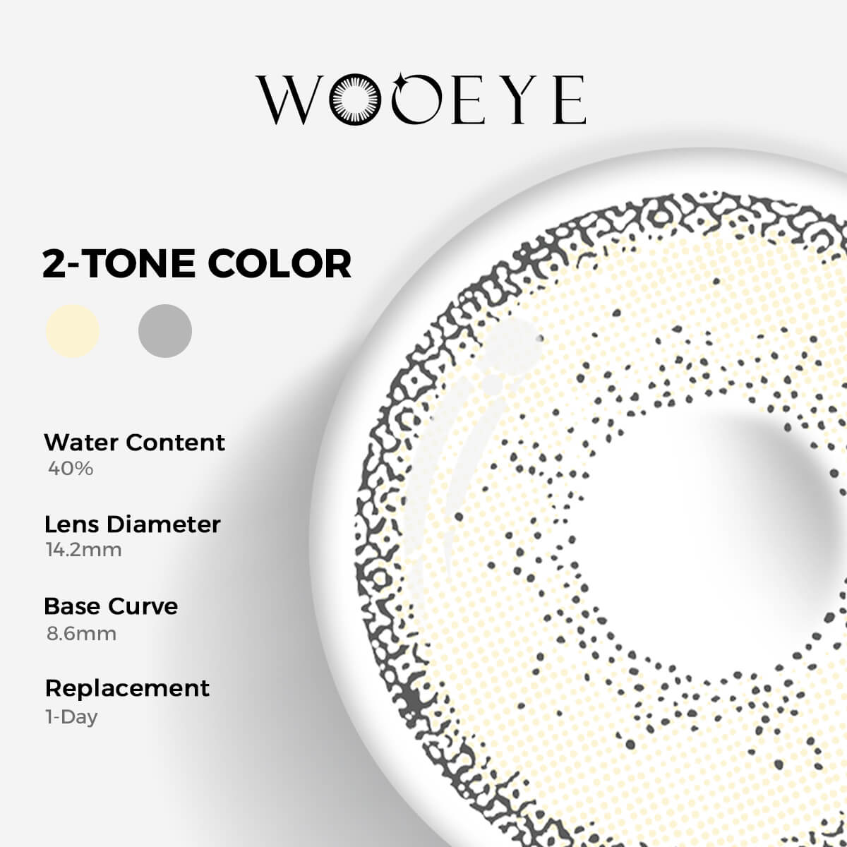 Cream Brown I Contact Lenses Color Contacts specifications: 14.2mm diameter, 8.6mm base curve, and 40% water content for daily comfort.