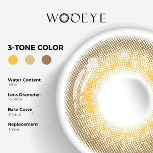 Dew Gray Color Contacts specifications: 14.5mm diameter, 8.6mm base curve, and 40% water content for daily comfort.