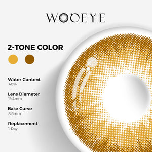 Latte Brown Color Contacts specifications: 14.2mm diameter, 8.6mm base curve, and 40% water content for daily comfort.