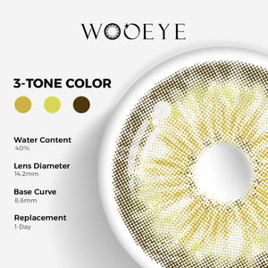 Chamer Grey Color Contacts specifications: 14.2mm diameter, 8.6mm base curve, and 40% water content for daily comfort.