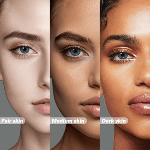 Girls of different skin colors wearing Magic Blue contact lenses