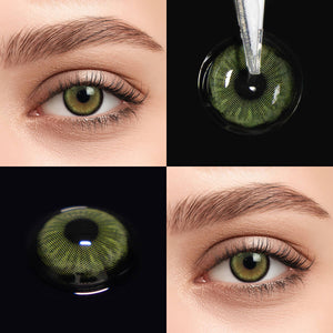 Sugar Green contact lenses eye effect close-up and product close-up