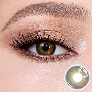 Natural looking Molly Brown Black contact lense with soft limbal ring for dark eyes