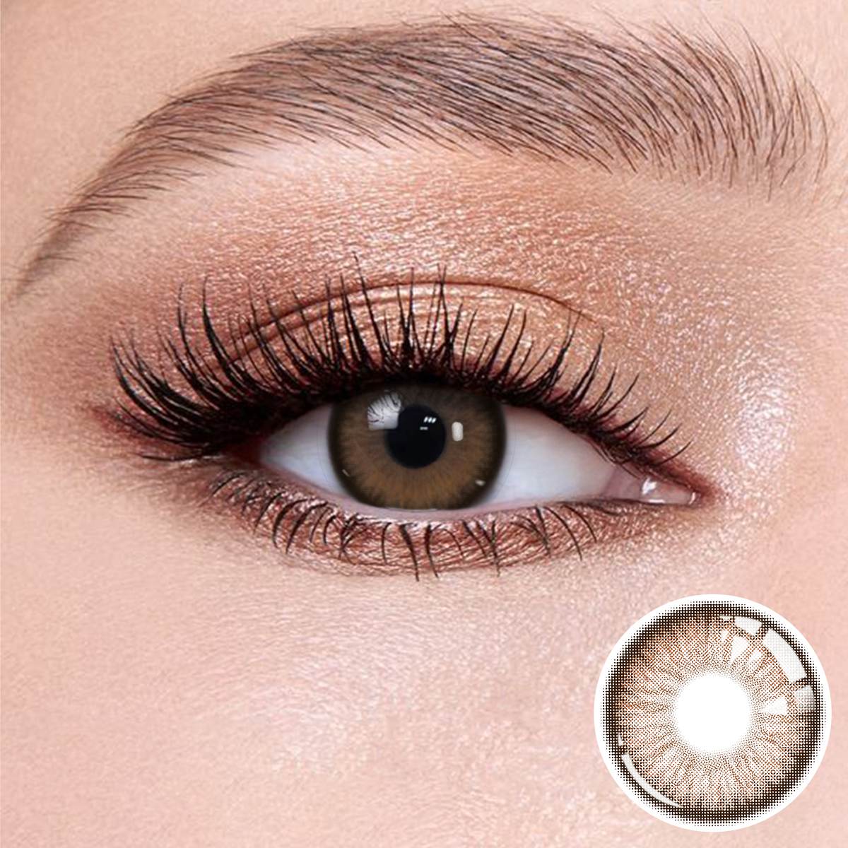 Natural looking Elf Brown contact lense with soft limbal ring for dark eyes