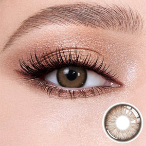 Natural looking Elf Brown contact lense with soft limbal ring for dark eyes