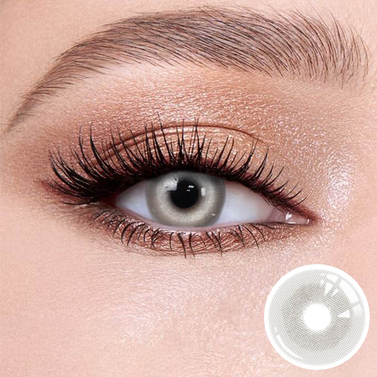 Natural looking Princess Gray I contact lense with soft limbal ring for dark eyes