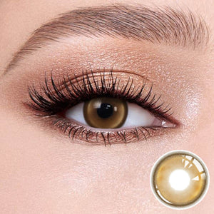 Natural looking Honeycomb Brown contact lense with soft limbal ring for dark eyes