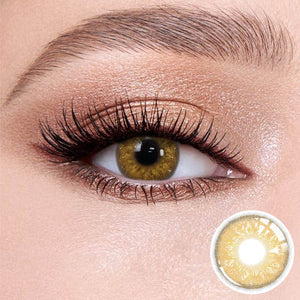 Natural looking Russian Brown contact lense with soft limbal ring for dark eyes