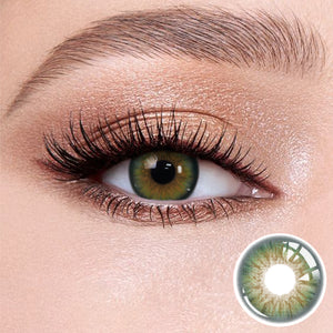 Dancer Deep Green contact lenses eye effect close-up and product close-up