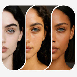 Sunkissed Green Contact Lenses displayed on models with Fair skin, Medium skin, and Dark skin to show versatility across different complexions.