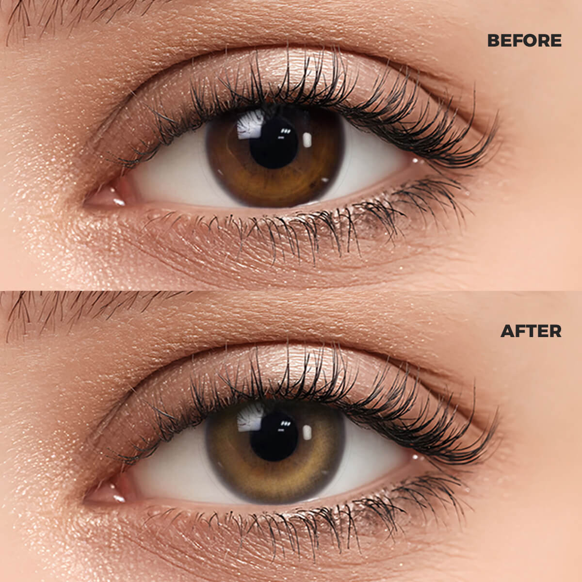 Girl wearing Caramel Brown Contact Lenses contact lenses before and after effect