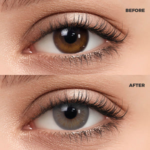Girl wearing Diamond Gray Contact Lenses contact lenses before and after effect